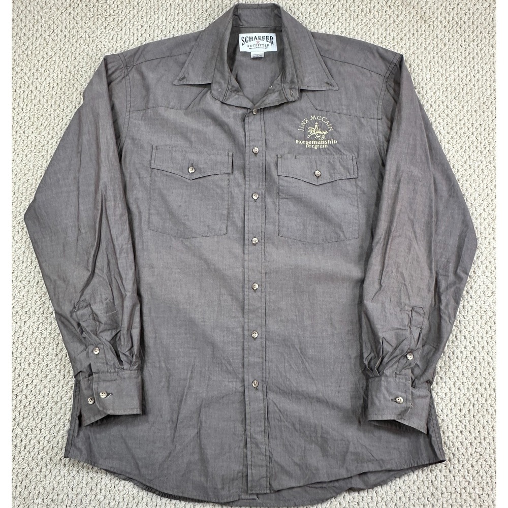 Schaefer Outfitter Shirt Mens XL Brown/Red Long Sleeve Western Embroidered Logo